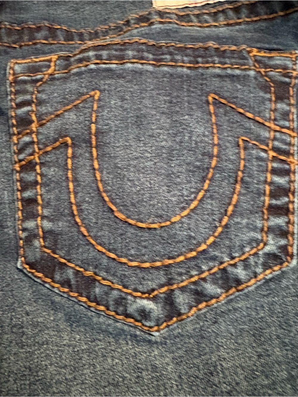 True Religion Women’s Blue Denim Jeans with Orange Contrast Stitching